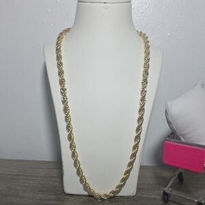 Classic 14k Gold Plated Mens Rope Chain Necklace - Women Jewelry